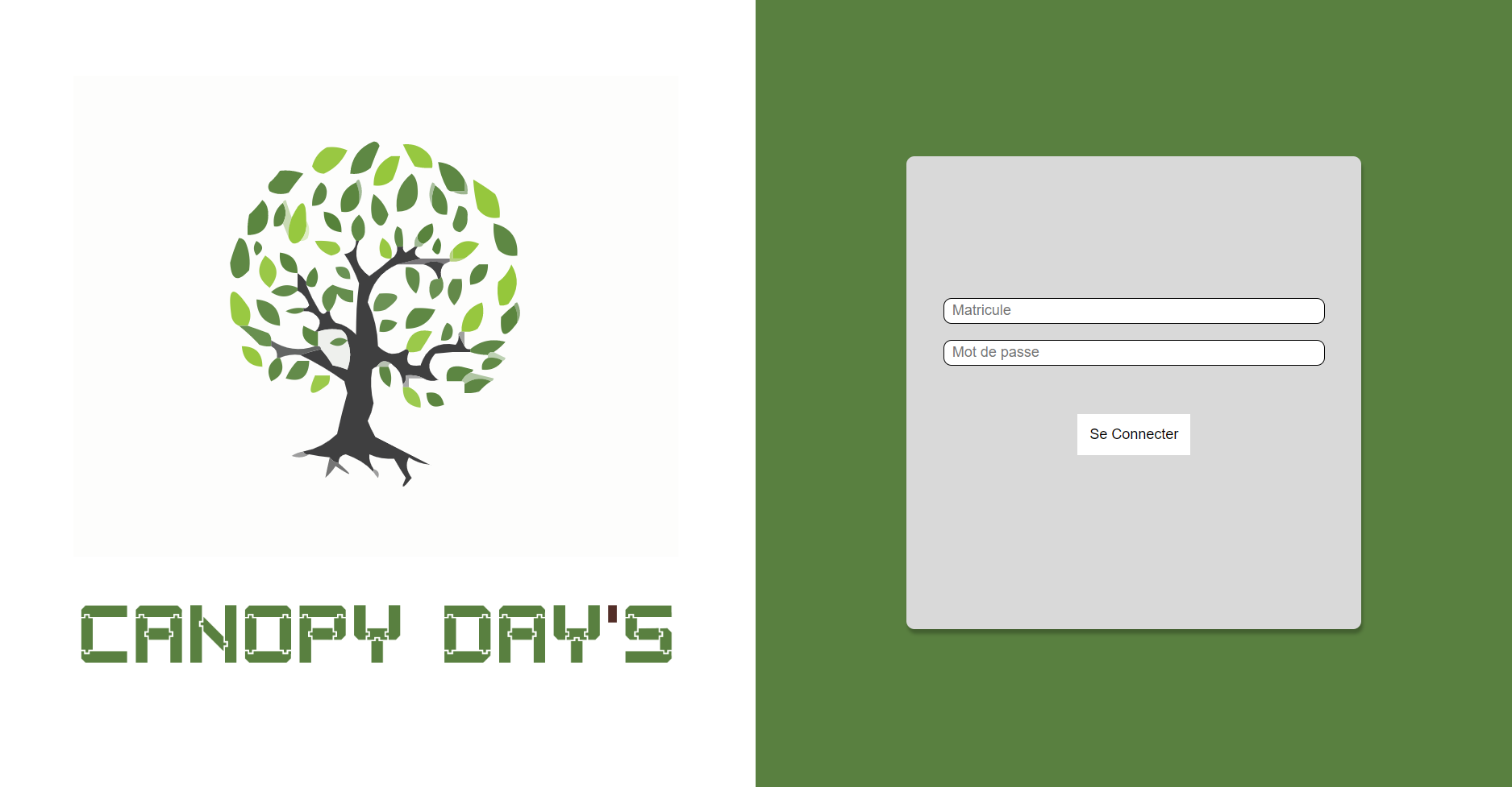 Capture d'ecran page de connexion
